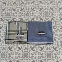 チェック柄・縁ストライプ柄メンズハンカチ2枚セット