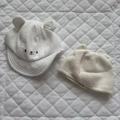 ベビーくま耳帽子セット(42cmと44cm相当) ( ¨̮ )
