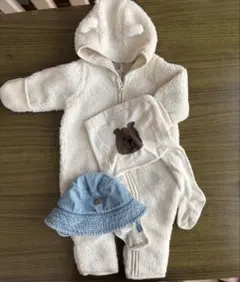 baby GAP もこもこ クマ耳 ロンパース 70タイツ、帽子