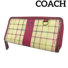 【COACH】コーチ　馬車柄 長財布　レザー ラウンドファスナー ウォレット
