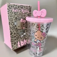 新品未使用 Hello Kitty ヒョウ柄カップ ストロー付き 海外限定品
