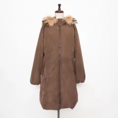 SIMPLE LIFE ファーフード付ダウンコート 茶色 サイズ8*ND45