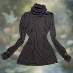 00sレース　フリル　リボン　ブラウン　ロンt フェアリーグランジ　森ガール