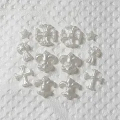 パールホワイト クロムハーツネイルパーツ 12個