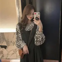 リラックス カジュアル トレンド ゼブラプリントシャツ F