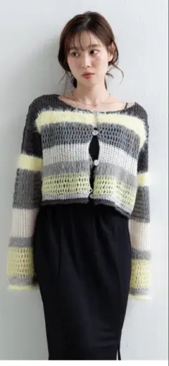 Kastane 透かしニット グレー