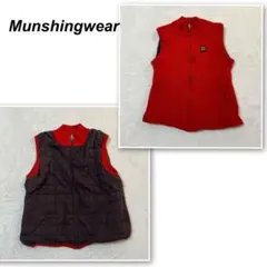 マンシングウェア ゴルフ 中綿ニットベスト リバーシブル ウール混 防寒 赤L