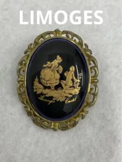 13.963【ブローチ】LIMOGES ヴィンテージ　アンティーク　アクセサリーのサムネイル