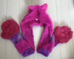 チェシャ猫　フード付きマフラー　東京ディズニーリゾート　マフラーキャップ