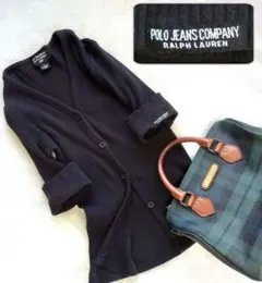 ポロジーンズ ラルフローレン ロゴニット 半袖 リブカーディガン ヴィンテージ