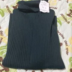 ダークグリーン リブ編み ニット M