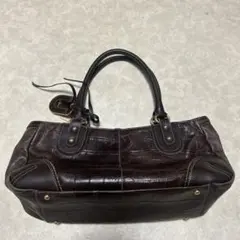 ダークブラウン レザー ハンドバッグのサムネイル