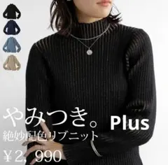 アンティカ 配色リブニット ハイネック