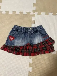 BABYDOLL デニムスカート チェック柄 90