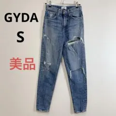美品 GYDA ペグトップデニムパンツ ダメージジーンズ S