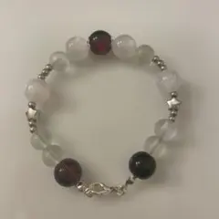 『ハンドメイド』キラキラホワイト×レッドブラック 　ブレスレット