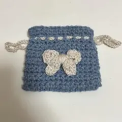 ハンドメイド　ポーチ　リボン　編み物