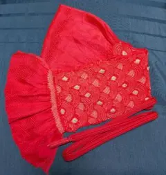 帯揚げ.帯締めセット　正絹　可愛いピンクと白の絞り