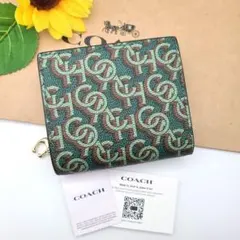 COACH 折り財布 新品 グリーン 新作 限定品 お札入れ 小銭入れ