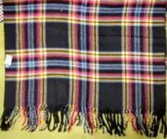 大判チェック柄マフラー•ストール/黒✕赤✕黄✕青