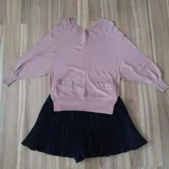 ★値下げ中★ ポケット付きピンクニット長袖セーター&プリーツキュロット