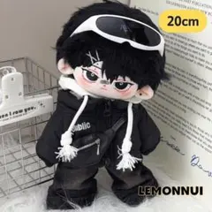 20cm ぬいぐるみ服 着せ替え ぬい服 黒 フルセット 推し活-E016のサムネイル