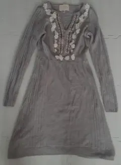 Chesty グレー ニットワンピース Vネック