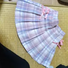 Ann様専用☆ピンク系チェックリボン付きプリーツスカート120センチ