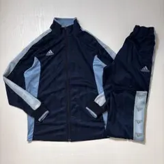 〈340〉adidas アディダス ジャージ セットアップ Lネイビー 水色