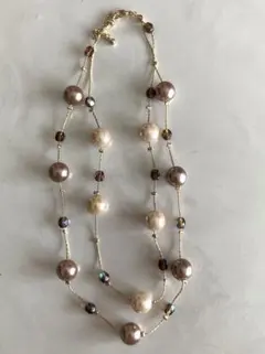 フェイクパール　2連ネックレス