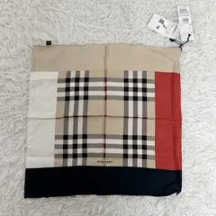 バーバリー　シルクスカーフ　ノバチェック　レッド×ベージュ　タグ付き未使用❣️