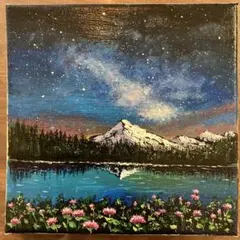 月へ続く夜桜』 絵画 アート 風景画 アクリル キャンバス F4 夜桜