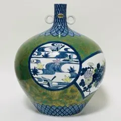 作家物】九谷焼 武腰一憲 サマルカンドブルー 遠い日 花瓶 花器31cm