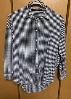 美品　レディース　ギンガムチェックシャツ　ブラック　長袖