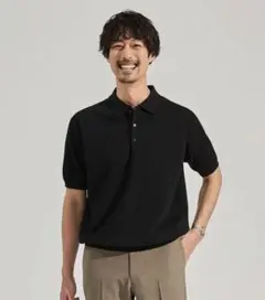オリヒカ　ニットポロ　ブラック　LL