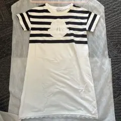 モンクレール　キッズ　ボーダー　ワンピース　ロゴ　130 ８歳　クリーニング済み