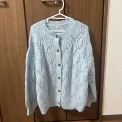 earth music & ecology 水色レース編みカーディガン