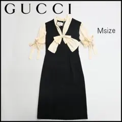 ■ a1809 GUCCI【グッチ】 ワンピース バイカラー レース リボンのサムネイル