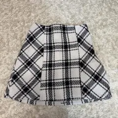 バックリボンツイードチェックミニスカート アイボリー