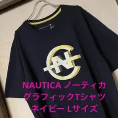 NAUTICA ノーティカ グラフィックTシャツ ネイビー Lサイズ