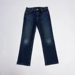 UNIQLO／レギュラーフィットストレートハイライズジーンズ／インディゴブルー
