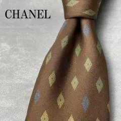 CHANEL シャネル 小紋柄 ココマーク ネクタイ ブラウン 茶