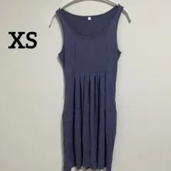 海外古着　ノースリーブ ひざ丈ワンピース ポケット付き　低身長向け　XS