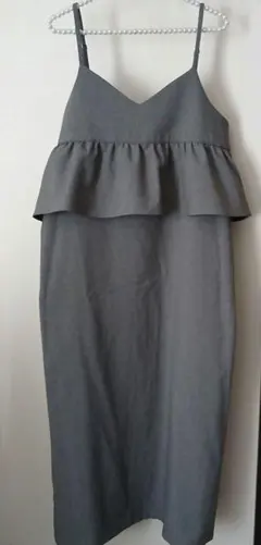 レディース　キャミ　ロング　マキシ　ワンピース　グレー