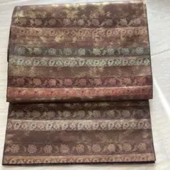 伝統的な茶色と金色の袋帯　おしゃれ袋帯 写真追加しました。