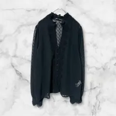 ZARA ザラ ドット柄 シフォンブラウス チュニック レース フリル 黒 S