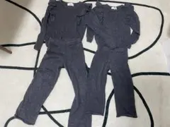 H&M キッズセットアップ 110cm 92cm グレー ラメ入り