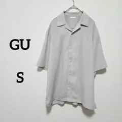 GU オープンカラーシャツ ライトグレー系 S 無地