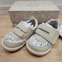 イフミー　IFME　カラン　花柄　スニーカー　ベビーシューズ　14.5　ベージュ