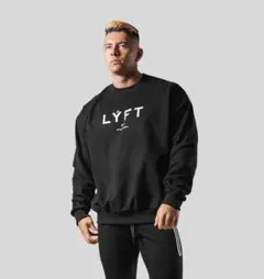 【美品】LYFT ロゴ クルーネック スウェット ブラック L！